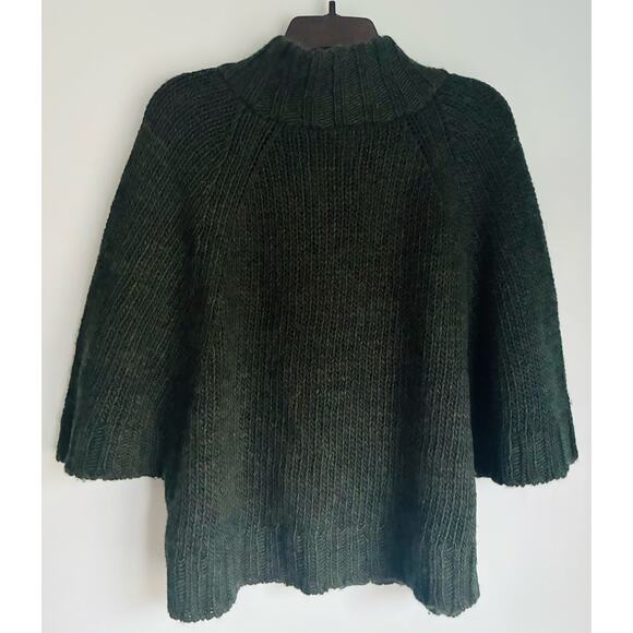 LOFT Wool Alpaca Dolman Knit Cardigan Medium Dark Green - Picture 7 of 7